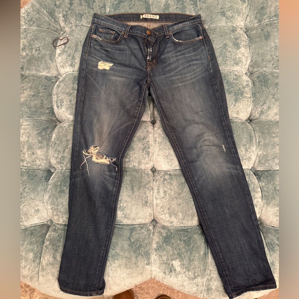J Brand Dark Blue Distressed Skinny Jeans